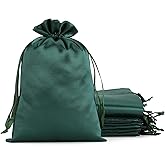 Tapleap Green Satin Cloth Gift Bags, 30Pcs 6x9 with Drawstring, For Kids Classroom, Wedding, Birthday, or Bachelor Party Favors, Valentine's Day Party, Tarot Journal, Oracle Cards