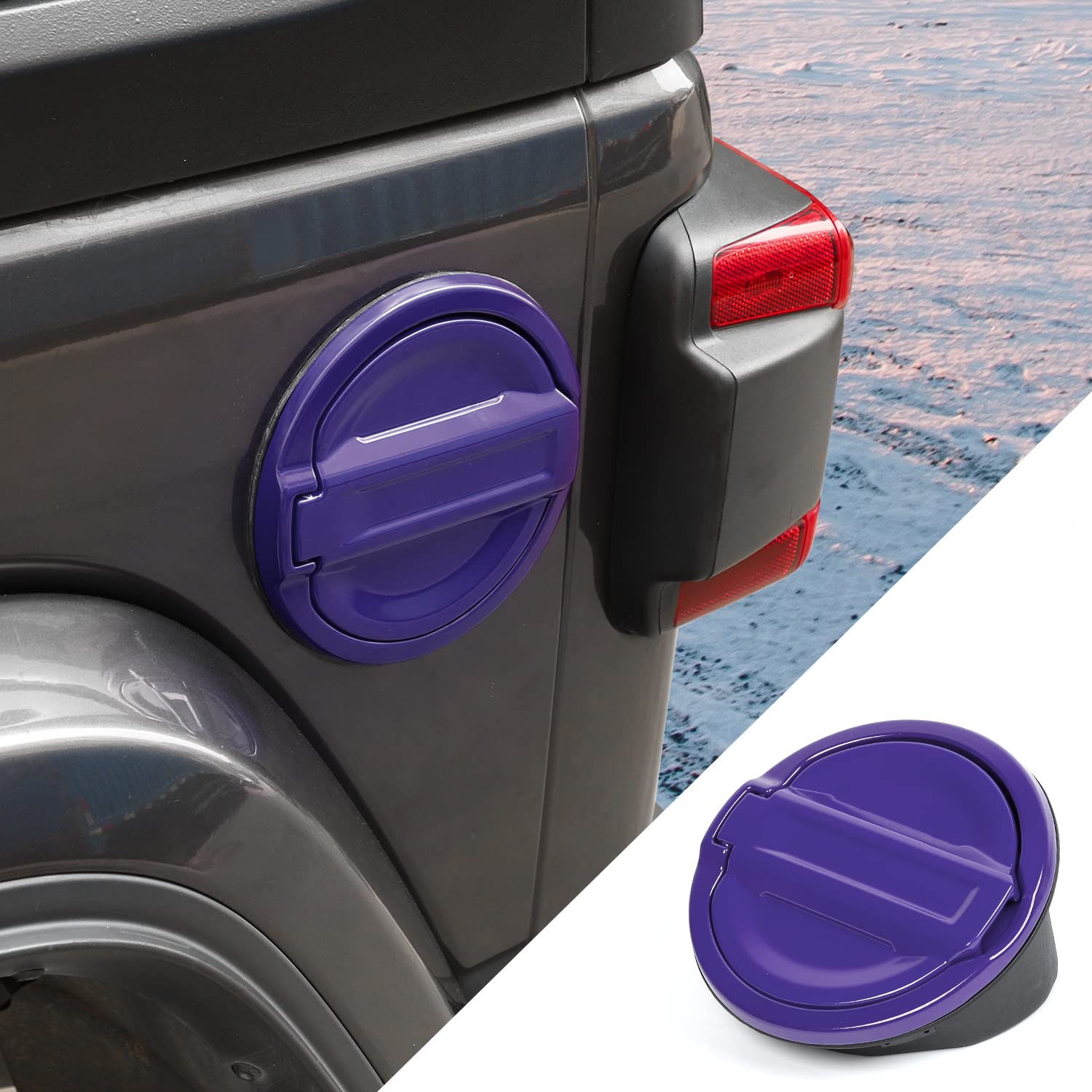 Photo 1 of JWWY for JL Wrangler Fuel Tank Cover Gas Cap Petrol Tank Fuel Filler Cover Trim Fit for 2018-2025+ Jeep Wrangler Exterior Accessories JL 2/4 Door Aluminum Alloy Purple