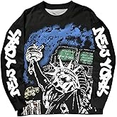 Verdusa Men's Letter Graphic Street Wear Long Sleeve Crew Neck Drop Shoulder Tee Tops