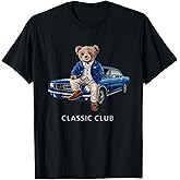 Enjoy Cool Teddy Bear with Classic Car Graphic Designs Fun T-Shirt