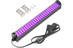 UV Black Light Bar, 25W Upgraded LED Blacklight Tube，395-405nm, Light Up 15x15ft Area, Plug+Switch+5ft Power Cord, Black Ligh