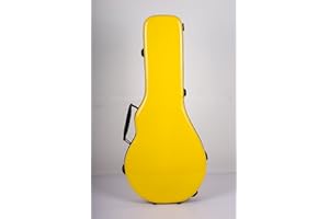 Crossrock Mandolin Case, F Style & A Style Fiberglass hard-shell Case with Padded Backpack Straps in Yellow