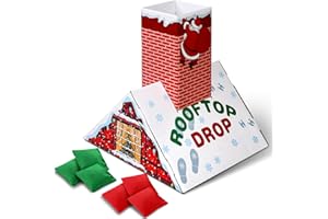 Libima 7 Pcs Christmas Bean Bag Toss Drop Game Roof Top Chimney Santa Claus Gingerbread House Bean Bag Toss Game for Indoor Outdoor Holiday Party Activities Supplies Ideal Gift