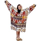 CARSTENS, INC. Premium Wearable Hooded Blanket Hoodie w/Pocket & Sleeves, Adult Men & Women, Aztec Arrowhead Earth