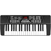 M SANMERSEN Piano Keyboard for Beginners, 37 Keys Built-in 1200mA Rechargeable Battery Electronic Piano Keyboards Portable Music Pianos Keyboard with Mic LED Screen Teaching Gift for Beginner, Black