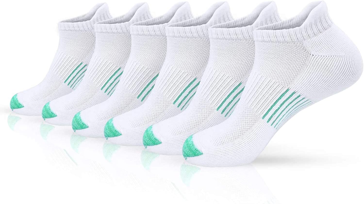 Low Cut Athletic 6 Pair Combed Cotton Breathable Socks Heel Tab+Arch