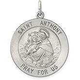 Saint Anthony Medal Pendant in 925 Sterling Silver with Pray for Us Inscription, Catholic Saint Anthony Charm Necklace, Christian Religious Devotion Jewelry for Men or Women Faith Protection