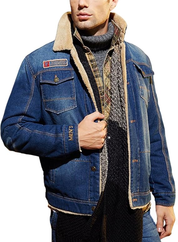 Amazon Happyjp ボア デニム ジャケット メンズ 裏ボア ジージャン 厚手 防寒 コート ジージャン Gジャン 折り襟 アウター ブルゾン 防寒 ジーンズ コート ジャケット 通販