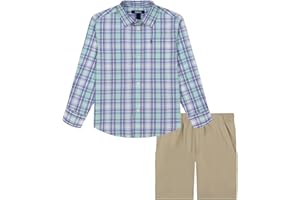IZOD boys 2-piece Short Set, Collared Button-down Shirt, and Performance Shorts
