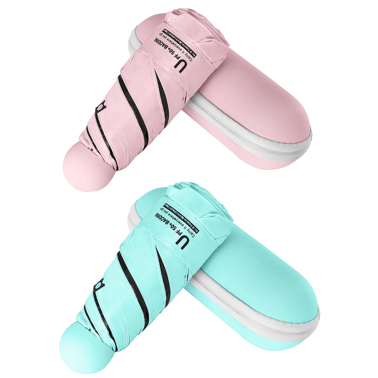 Photo 1 of BAODINI Travel Mini Umbrella for Purse With Case Small Compact UV Sun Protection Sun Lightweight Tiny Pocket Umbrella for Women Kids and Men