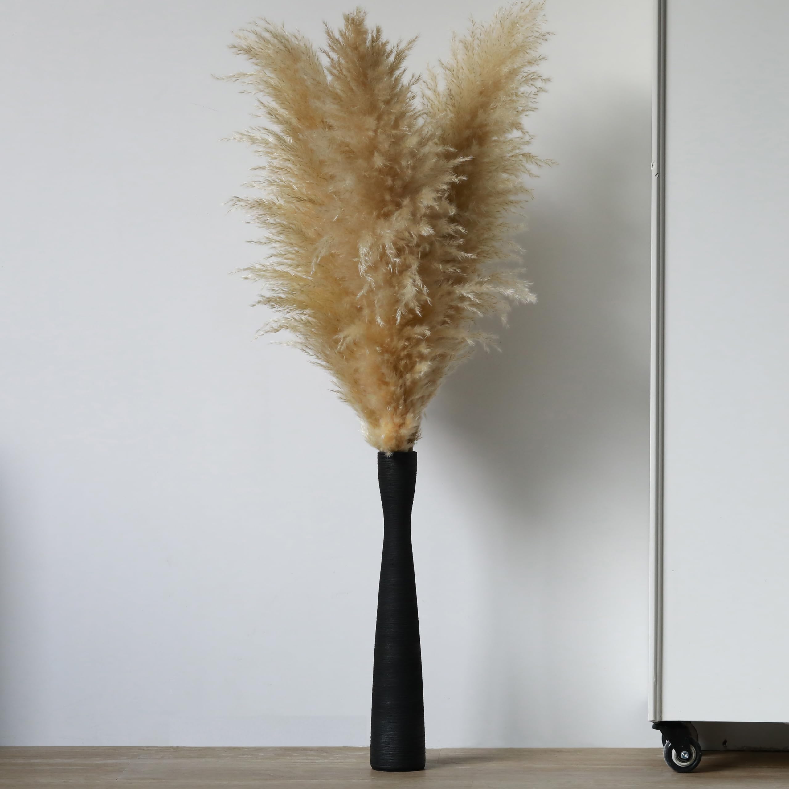 Cutfouwe Vase Black Matt 40 cm High Narrow Floor Vase for Pampas Grass, Dried Flowers Flower Vase, Ceramic Brushed Modern Decorative Vase Table Decoration,6.5×6.5×42cm