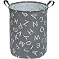 HUAYEE 19.6 Inches Large Laundry Basket Waterproof Round Cotton Linen Collapsible Storage bin with Handles for Hamper…