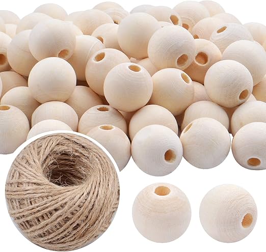 Cuentas de madera a granel, 100 unidades, 16 mm, cuentas de madera