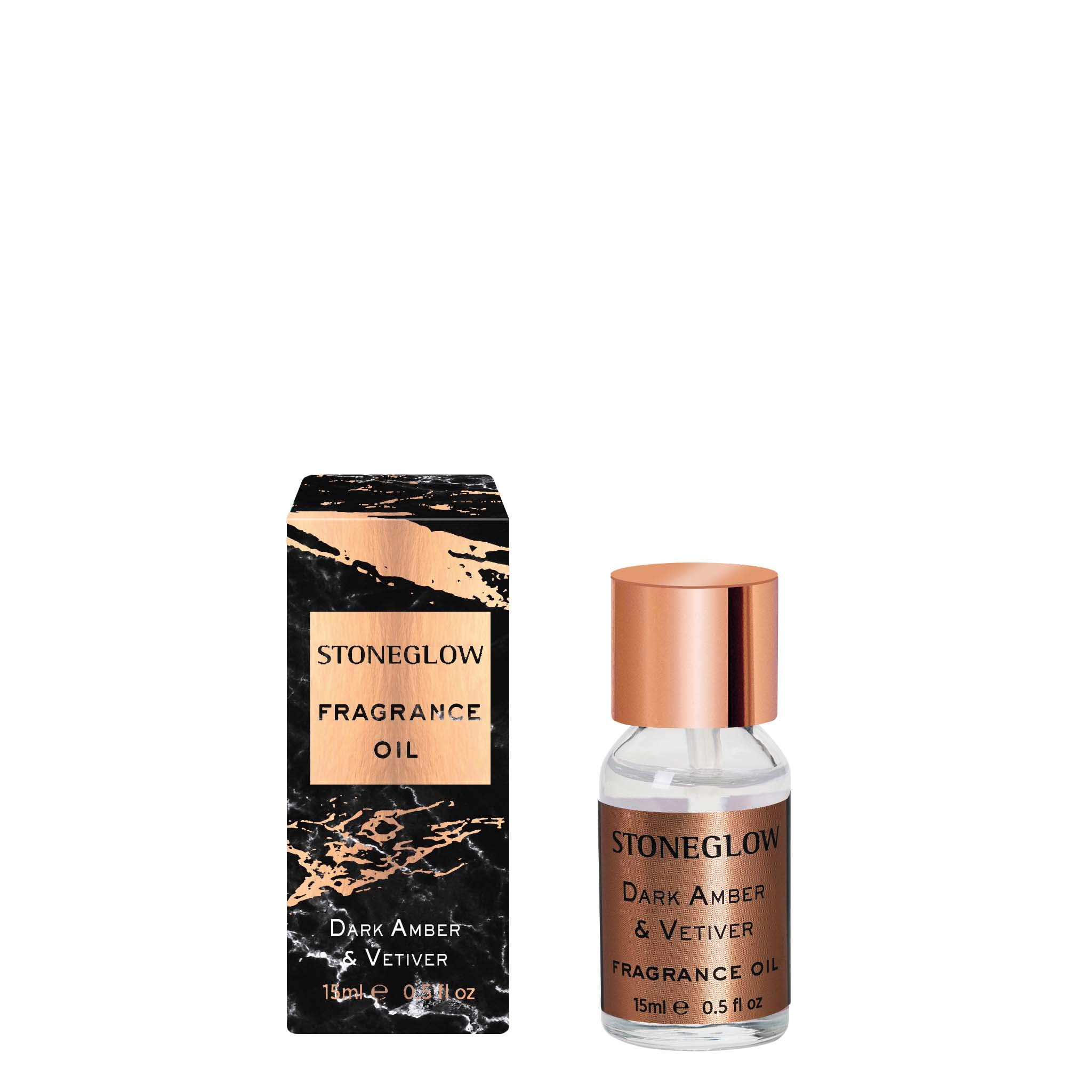 Stoneglow Luna Collection - Dark Amber & Vetiver 15ml Fragrance Oil (Black & Copper)