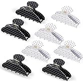 Yuxung 8 Pcs Large Acrylic Hair Claw Clips for Women Non-slip Strong Hold Jaw Clamps for Thick Thin Hair (Polka Dots,Black,White)