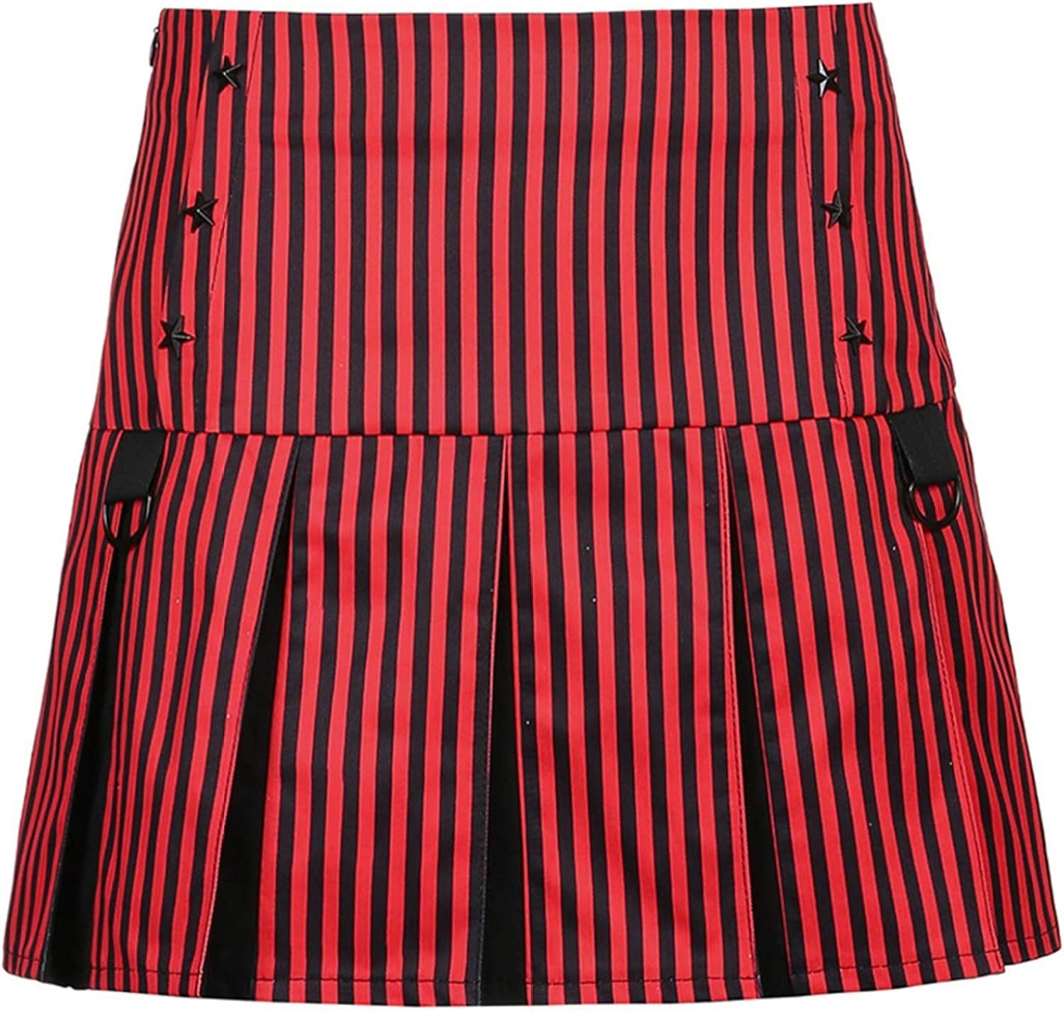 Women Short Skirt Mixed Color Patchwork Red Mini Skirt Harajuku Gothic