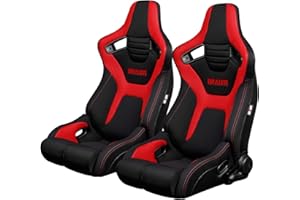 BRAUM RACING BRAUM - Pair of Black And Red Cloth ELITE-R Series Racing Seats with Red Stitches (BRR1R-BFRD)