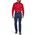 Wrangler Men's Cowboy Cut Western Long Sleeve Snap Work Shirt Firm Finish