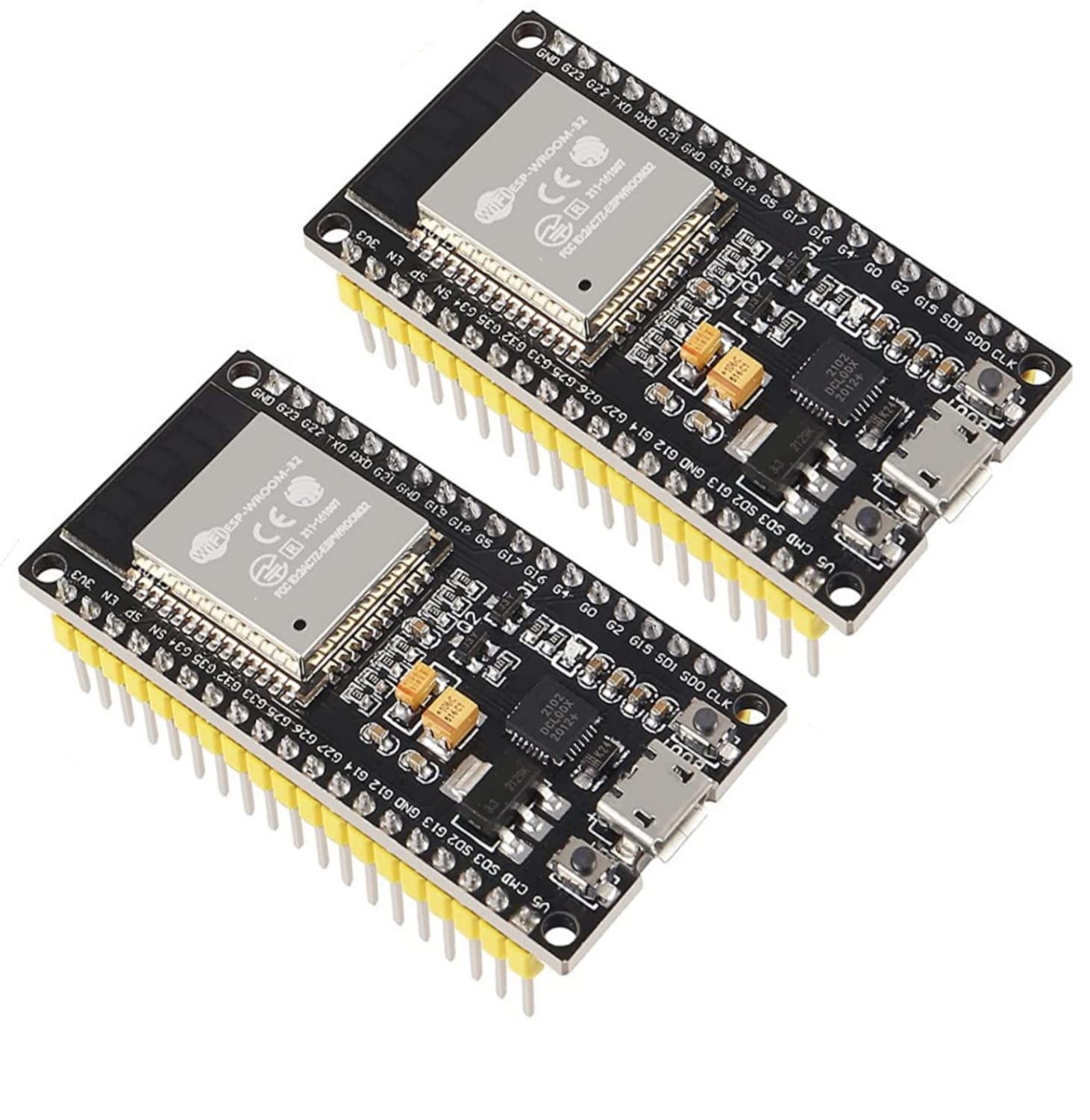 DUBEUYEW development Board 2.4 GHz Dual Core WLAN WiFi + Bluetooth 2-in-1 Microcontroller ESP-WROOM-32 (2 Pack)