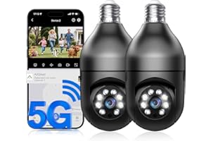 Light Bulb Security Camera, 5G&2.4GHz Wireless Lightbulb Security Camera Outdoor, 2-in-1 LED Home Security Camera Outdoor,Col