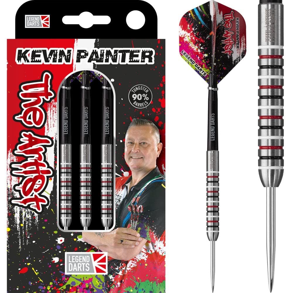 Legend Darts D2863 | Kevin Painter | Ringed Premium 90% Tungsten Steel Tip Dart Set | 24g