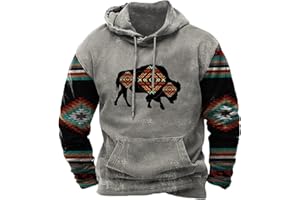 Dgoopd Western Hoodies for Men Vintage Aztec Sweatshirt Hoodie Retro Ethnic Pullovers Long Sleeve Workout Sweatshirt Pockets