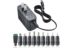 XHUCHINMAL 5V 1A Charger Power Cord AC Adapter 5V Power Supply DC for Regulated Switching with 10 Interchangeable Jacks Universal for 100mA 200mA 300mA 350mA 400mA 500mA 600mA 700mA 800mA 850mA 900mA Electronics