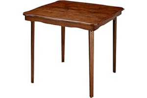 Meco Stakmore Stylish Durable Versatile Square Solid Wood Scalloped Edge Compact Folding Traditional Card Table for Home Use, Cherry
