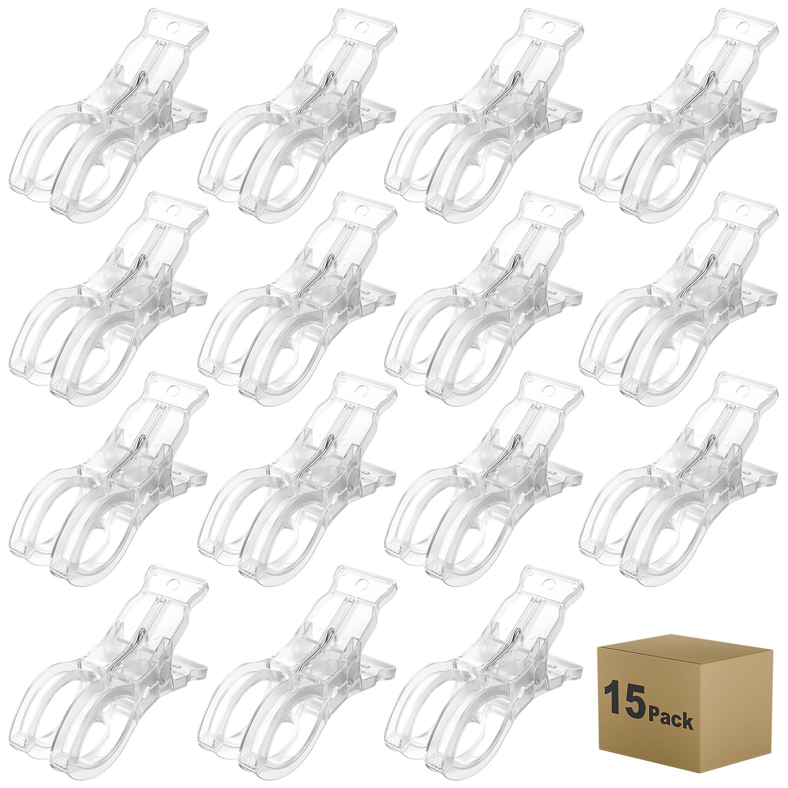 Photo 1 of 15 Pack Balloon Arch Clips, Large Clear Spring Clamps for Backdrop, 3.5'' Plastic Clips Supplies for Birthday Decoration Accessories Beach Towels Crafts Swimming Pool Photography Studios