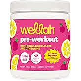 Wellah Get-Going Pre-Workout Drink Mix (Raspberry Lemonade Flavored, 30 Servings) - with Citrulline Malate and L-Theanine, 200mg of Natural Caffeine & 1000mg of Beta-Alanine