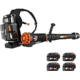 WORX Nitro WG572 80V Cordless Leaf Blower, Backpack Blower with 800CFM & 150MPH, Electric Blower for Lawn Care with Brushless Motor & Variable Air Control, 4 Batteries & Basecamp Charger Included