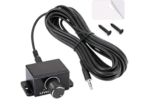 Gulfmew Amplifier Remote Bass Knob Replacement, Compatible with RP/RP-M Series Amplifiers, 3.5mm Jack Port Universal Bass Knob Control Kit with 16ft Connection Cable, Screw and Double-Sided Adhesive