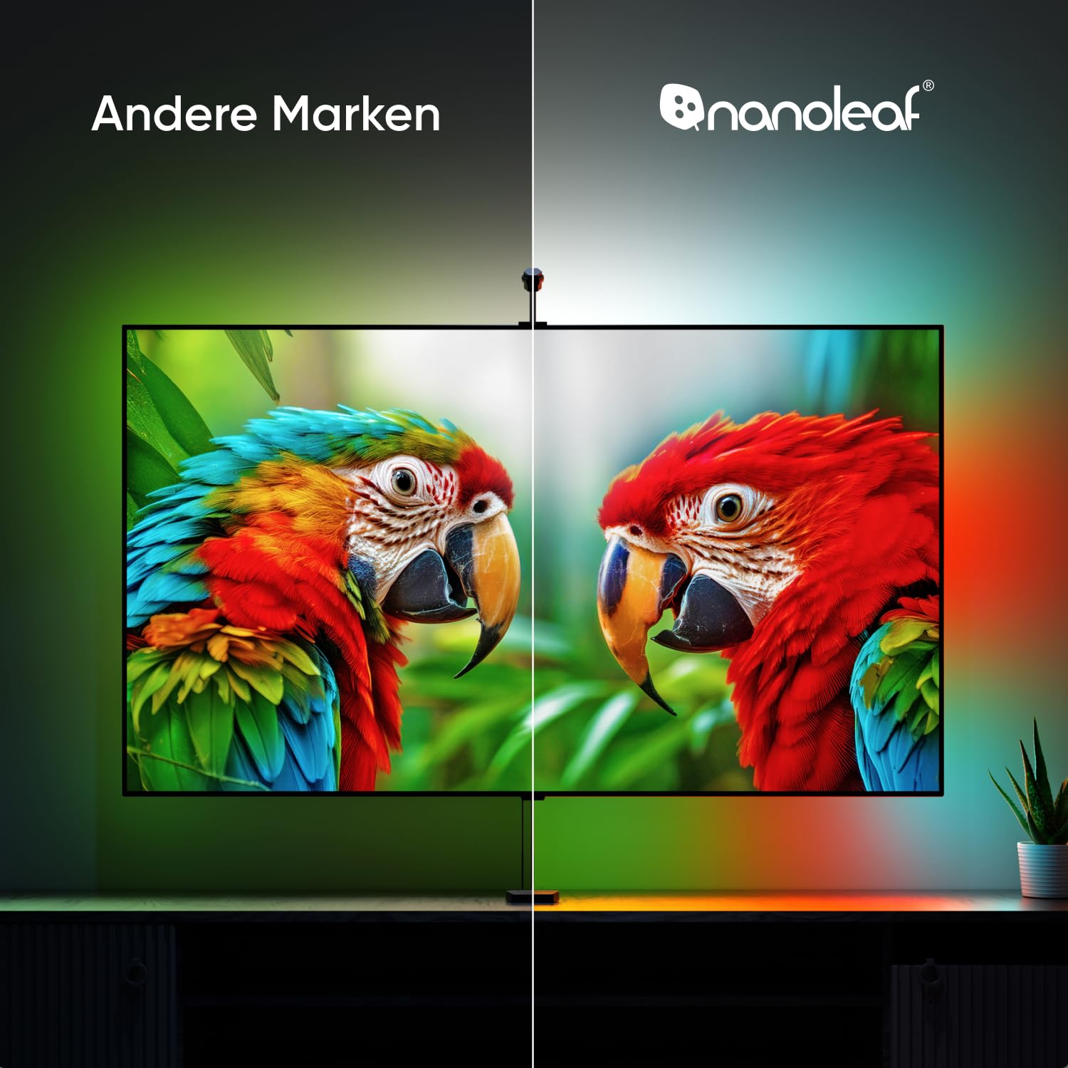 Nanoleaf 4D V2 Screen Mirror Zickzack Lightstrip Kit für TV/Fernseher bis zu 65 Zoll (165 cm) - Smart RGBW LED Streifen Hintergrundbeleuchtung + Kamera, Funktioniert mit Alexa Apple 8