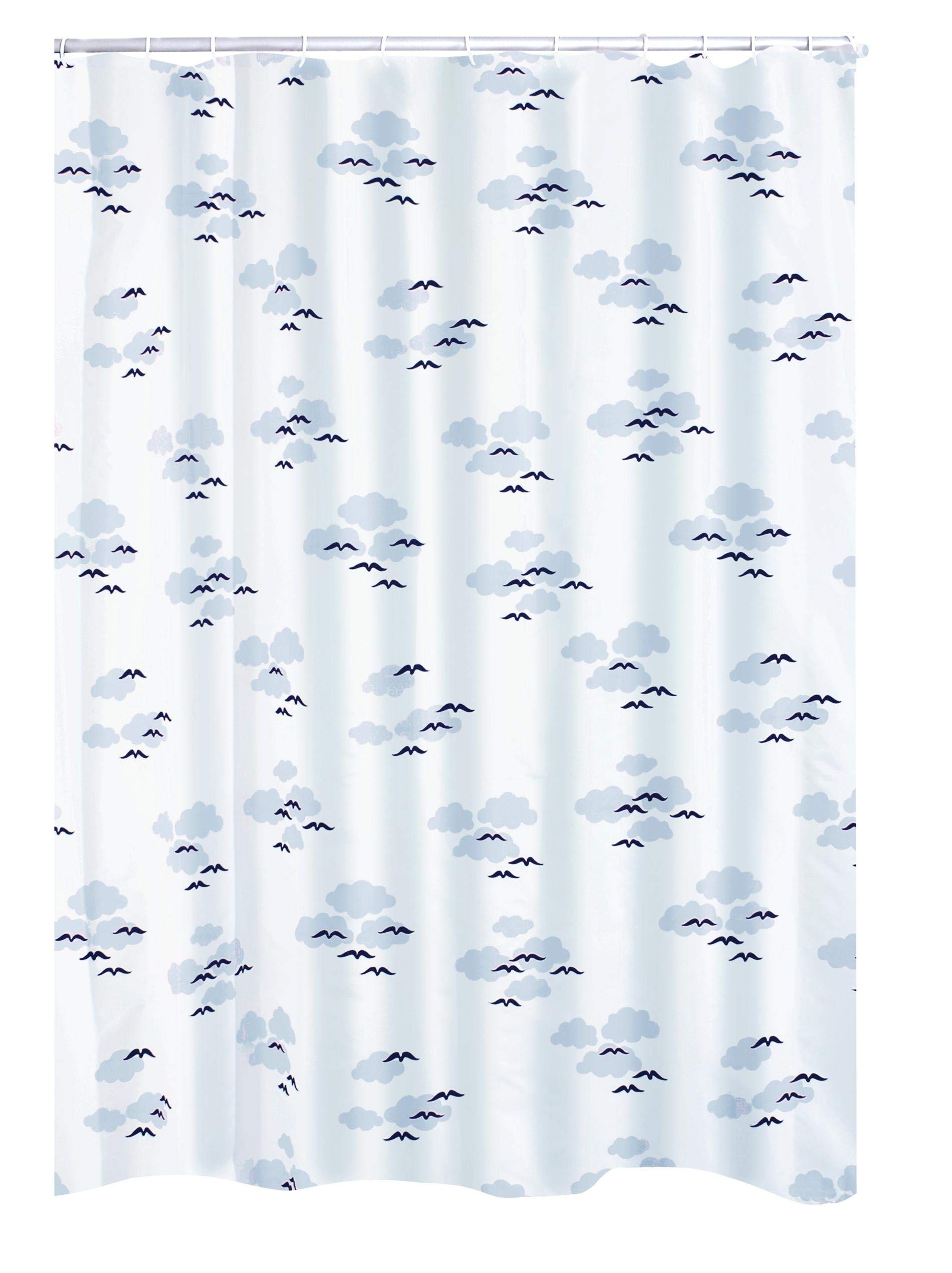 Ridder 120 x 200 cm 100 Percent Polyester Textile Shower Curtain includes Shower Curtain Rings, Helgoland Blue