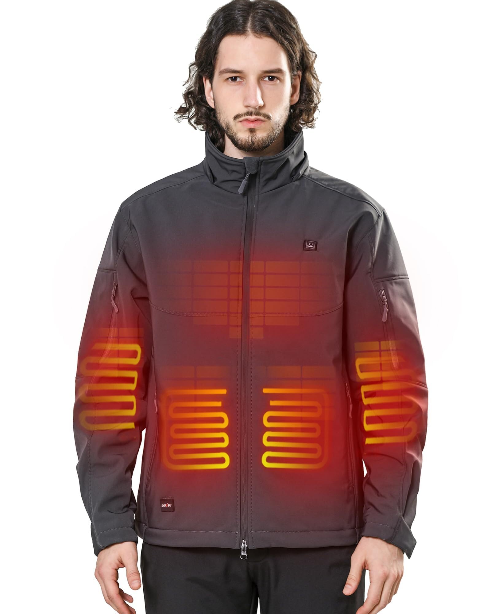 DEWBU Soft Shell Heated Jacket for Men with 12V