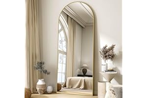 HARRITPURE 65"x24" Arched Full Length Mirror Free Standing & Wall-Mounted Full-Length Mirror with Stand Modern Gold Mirror for Living Room Bedroom Cloakroom Aluminum Frame