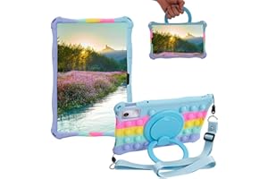 Sfulatdc Silicone Tablet Case 360 Rotating Kickstand/Handle and Shoulder Strap Pen Holder Stylus Pen Lightweight Soft Cover C