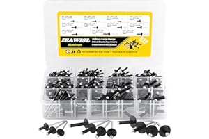 IEAWISL Pop Rivets Assortment Kit, 250PCS Large Flange Aluminum Rivets, 11 SAE Sizes Flange Diameter - 1/8" 5/32" 3/16" for Airplanes, Ships, Rails and DIY（Black ）