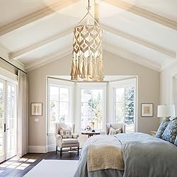 Bioaqua Boho Hanging Lamp Shade,Macrame Pendant