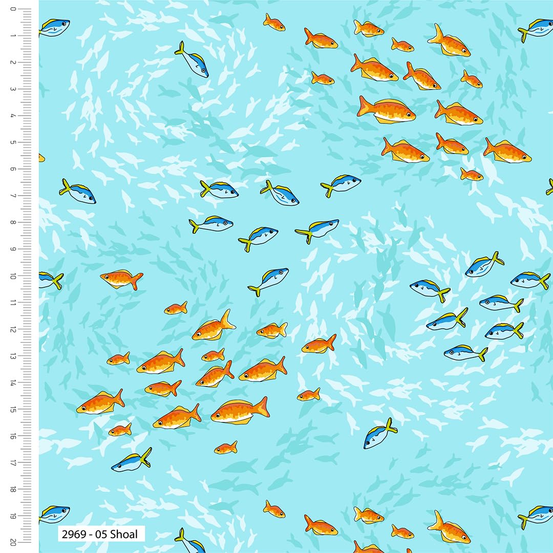 Make + Believe Fabrics 100% Cotton 110cm Wide Sea in Colour The Crafty Lass Organic Cotton Prints