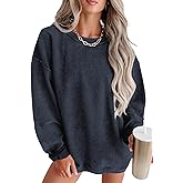 Jokeluck Women's Casual Corduroy Sweatshirts 2025 - Comfortable Long Sleeve Crewneck Pullovers for Fall and Winter