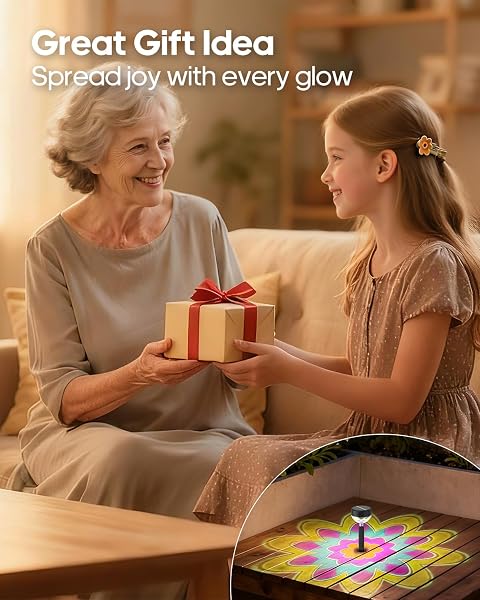 SOLAR PATHWAY LIGHTS OUTDOOR, 8 PACK 1200MAH SOLAR POWERED GARDEN LIGHTS, 2 THEMES FLOWER & CHRISTMAS, HEIGHT-ADJUSTABLE, WATERPROOF LED PROJECTION LIGHTING FOR YARD WALKWAY DRIVEWAY PATIO EASTER
