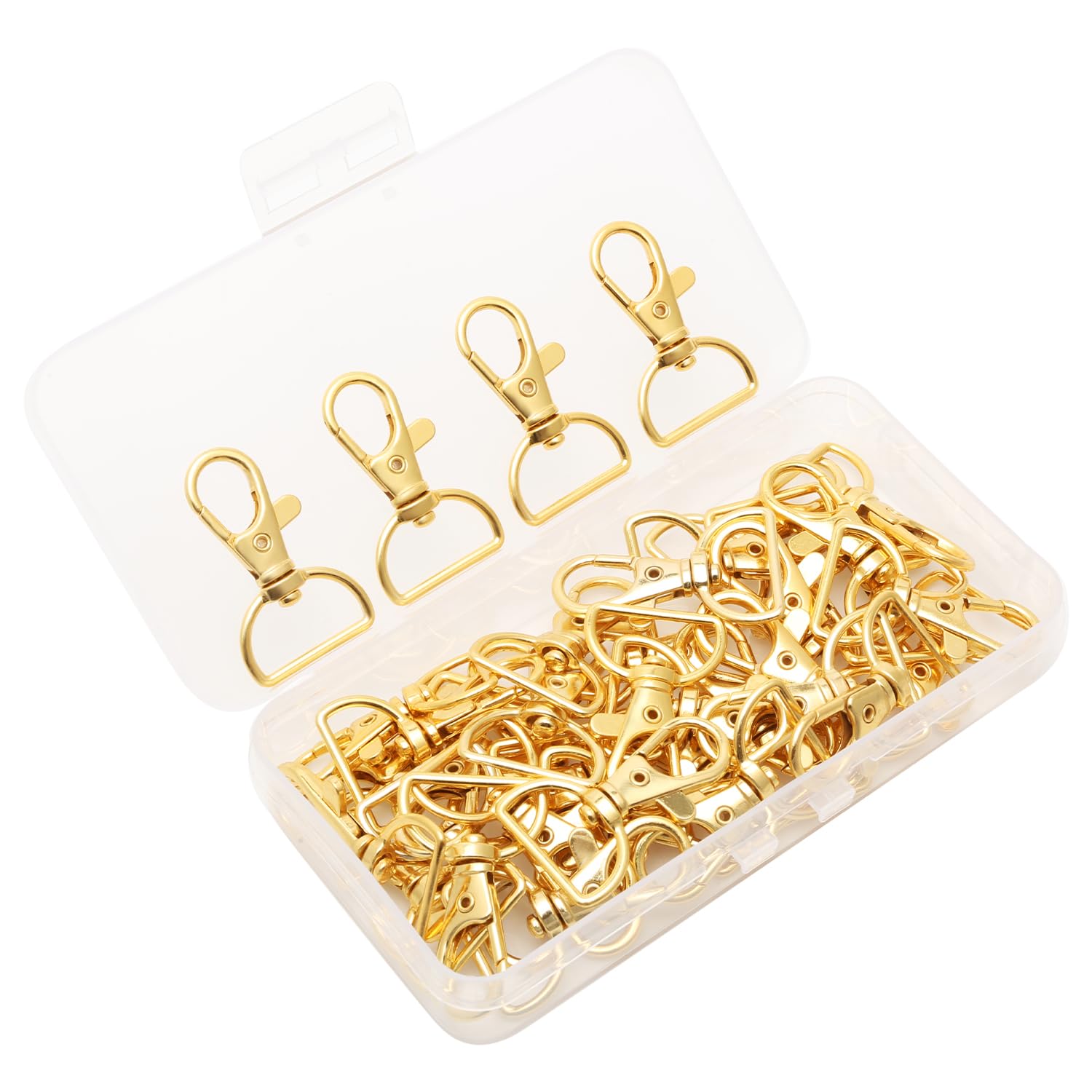 40 PCS Gold Swivel Lobster Clasps Snap Hooks with D Ring, Heavy Duty Metal 360° Rotating Trigger Clips for Keychains Lanyards Bags Crafts Pet Collars