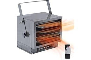 Comfort Zone Electric Hard-Wired Digital Fan-Forced Ceiling Mount Space Heater with Remote, 6,000 Watt, 240 Volt, Overheat Protection, Digital Thermostat, & 12-Hour Timer, Garage or Workshop, CZ225ER