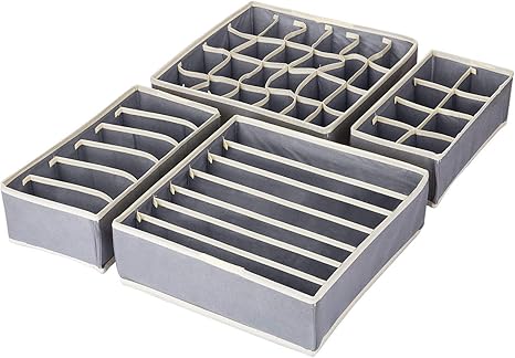 Amazon Naler 下着収納ケース 引き出し 仕切り 不織布 収納 ボックス 折り畳み 4点セット 下着 靴下 小物収納 衣類用引き出し仕切り オンライン通販