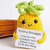 Emotional Positive Support Pineapple, Crochet Pineapple Gifts for Women | Handmade Pineapple Decor, Pineapple Knitted Gifts for Mothers Day Teacher Appreciation Coworker Friends