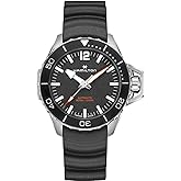 Hamilton Khaki Navy Automatic Men's Watch, 46mm Stainless Steel Case, Swiss Made, Black Dial Analog Wrist Watch for Men, 300m Waterproof, Sapphire Crystal, 3-Hand Movement, Rubber Strap