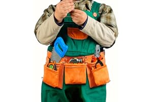 VIRTIONZ MWIRE VIRTIONZ Kids Leather Tool Belt – Adjustable Pretend Play Belt for Tools, Fits Waist 20" to 45", Real Leather Tool Pouch for Boys & Girls, Construction & Handyman Role Play Set