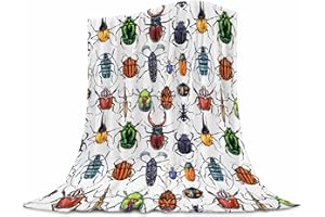 UBNLKTO Beetle Baby Blanket 30x40 Inches - Ultra Soft Bugs Print Flannel Throw Blankets - Colorful Insect Nursery Blanket for Infants & Toddlers - Crib & Stroller Blanket - Bug Lover Gift for Kids