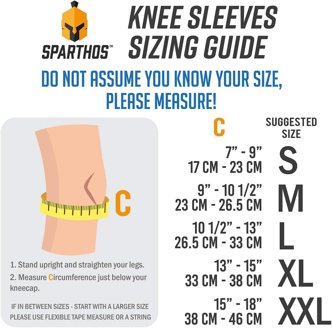 Sparthos Knee Compression Sleeves by (Pair) – Joint Protection and Support for Running, Sports, Knee Pain Relief – Knee Brace for Men and Women – Innovative Breathable Elastic Blend – Anti Slip: Sports & Outdoors
